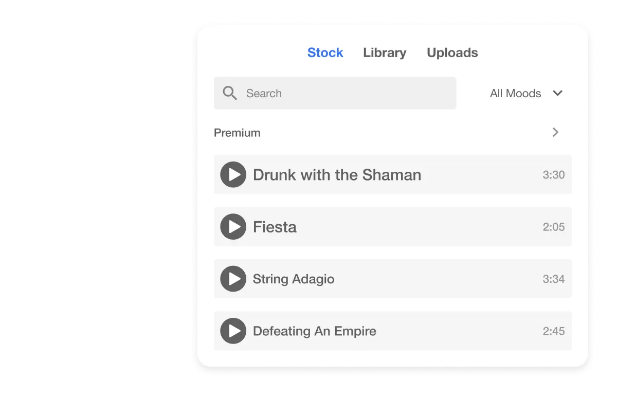 Explore an Extensive Music Library for adding background music to videos, diving into Visla’s vast library of background music to find the ideal sound for your video.